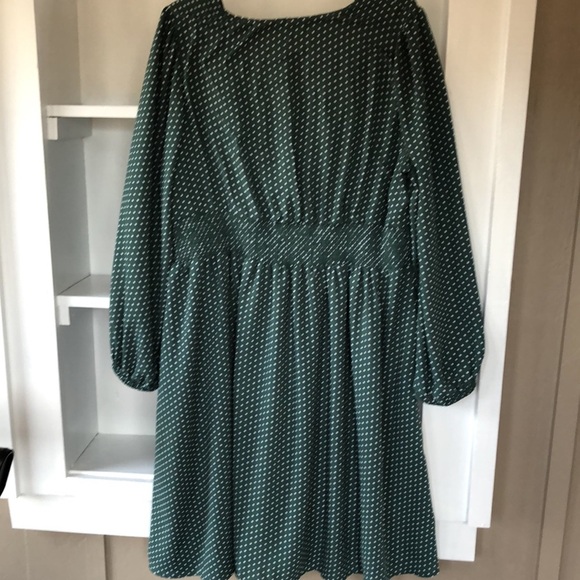 Draper James RSVP Green Polka Dot Smocked Waist Long Sleeve Midi Dress Size 1X - Picture 9 of 12
